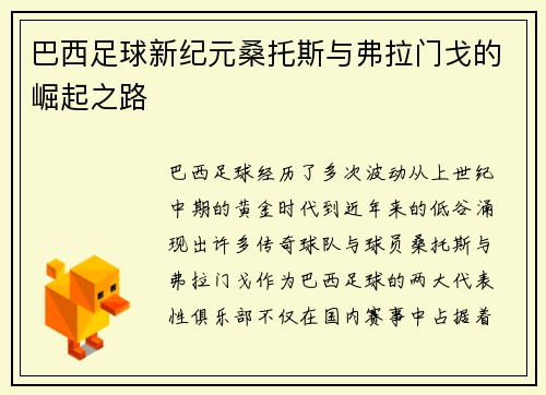 巴西足球新纪元桑托斯与弗拉门戈的崛起之路